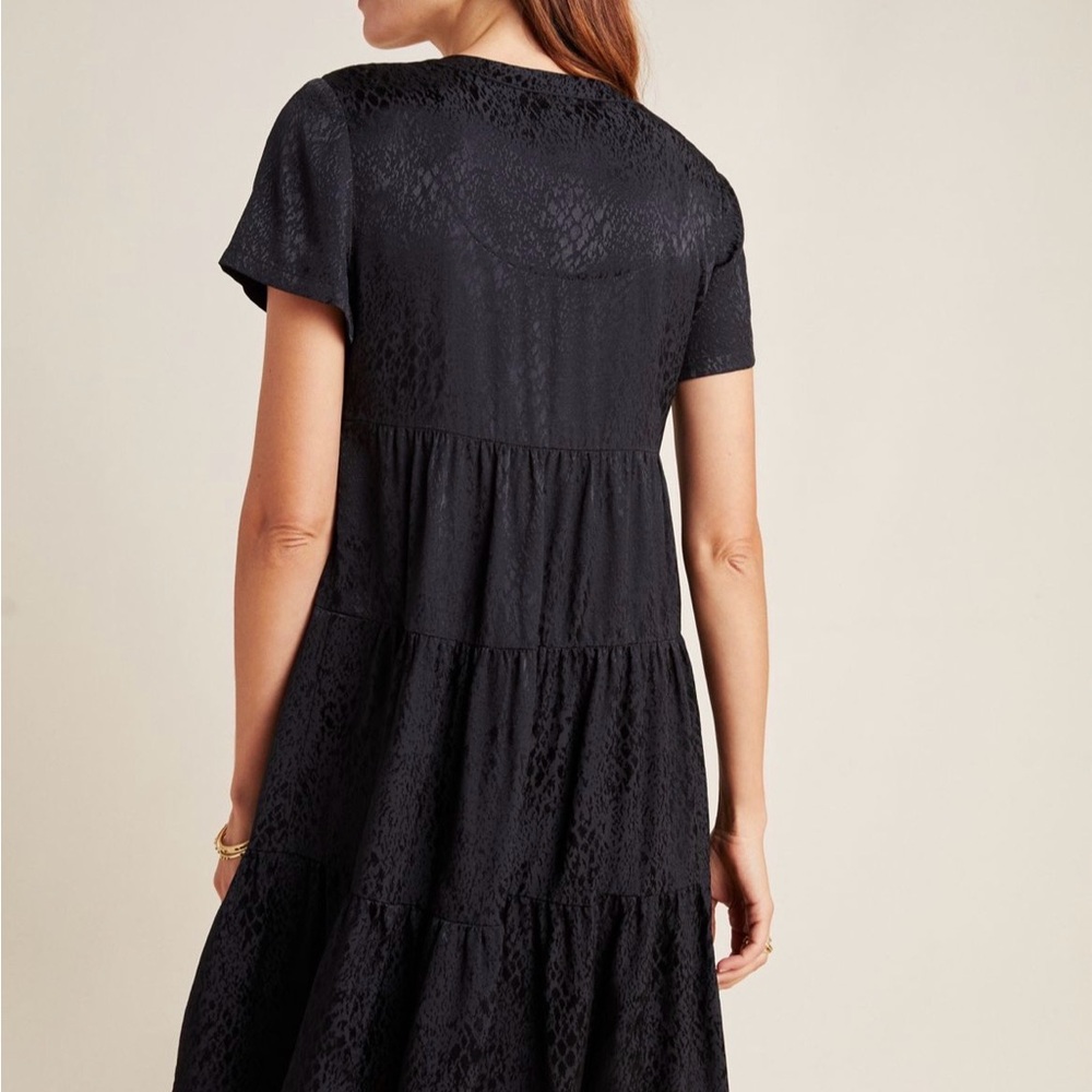 Maeve for Anthropologie Black Sacha Jacquard Tiered Tunic sz L NWT - Picture 3 of 16